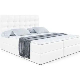 altdecor Boxbett, Weiß Hochglanz, Holzwerkstoff, Höhe ca. 20 cm 180x200 cm, Schlafzimmer, Betten, Boxspringbetten