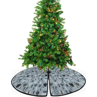 ABAKUHAUS Weihnachtsbaum Weihnachtsbaum Rock und Schürze Lustige Cartoon-Theme, Weihnachtsdeko 135 cm aus Stoff Weihnachtsbaumschmuck, Grau und Blau, Grau,