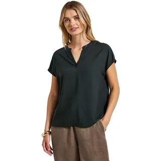 Street One Damen Split Neck Bluse in Unifarbe