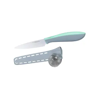 Nirosta Spickmesser EVERSHARP, Küchenmesser aus Edelstahl mit Soft-Touch Griff, mit nachschärfendem Klingenschutz, Allzweckmesser mit ewig scharfer Klinge (Klingenlänge: ca. 9 cm), Menge: 1 Stück