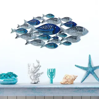 Hotop Metallfisch, Wanddekoration, handgefertigt, Fischkunst, Sommer, Metall, Wandskulptur, Marine-Dekor für Küste, nautisch, Strand oder Boot, Dekoration, Sammler, Ferienhaus, Badezimmer, Wohnzimmer