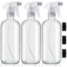 Belle Vous Mehrweg Sprühflasche Leer Zerstäuber Flasche Glas (3 Stk) – 500ml Sprayflaschen Set Nachfüllbar Auslaufsicher mit Sprühkopf Pumpe 2 Stärken für Reinigungsmittel, Wasser, Ätherisches Öl