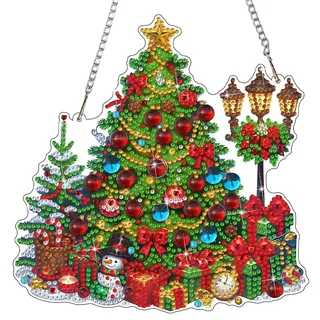 HEIBAGO Hängend Diamond Painting Für Erwachsene, DIY Weihnachts Bäume Besonders Geformt Diamond Painting Anhänger Ornament,Geschenke Kristall Strasssteine Diamant Malerei Fensterbilder für Wanddekor