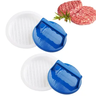 HiempTru Burgerpresse, Hamburger Patty Press, Blau, 2 Stück | Kunststoff-Presse für gleichmäßige Burger-Patties; ideal zum Grillen, für BBQ und die Heimküche.