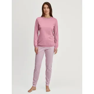 CALIDA Schlafanzug "Striped Dreams", Damen, Gr. XS (36/38), lila (lilas), Interlock, Obermaterial: 100% Baumwolle, bequem lang, Rundhals, angesetztes Bündchen, Homewear-Sets Schlafanzug, Rundhalsausschnitt, Interlock-Qualität, wärmend, lange Ärmel