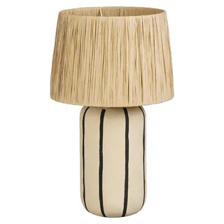 Mica Decorations Denton Tischlampe Wohnzimmer - Lampe mit Lampenschirm - Lampe Wohnzimmer Deko - 48 x 28 cm - Keramik, Metall, Papier - Beige - Beige