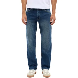Straight-Jeans MUSTANG "Herren Style Tramper Straight", Herren, Gr. 35, Länge 34, blau (771 mittelblau), Denim/Jeans, 99% Baumwolle, 1% Elasthan, unifarben, straight fit, Jeans Straight-Jeans
