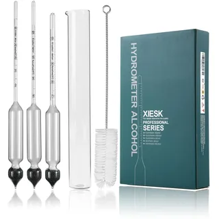 XIESK Alkoholmeter Hydrometer 0-100 VOL% für Alkohol, Destillate, Whisky, Wodka Etc, zur Test von hohe Alkoholgehalt, inkl. Messylinder & DE Anleitung
