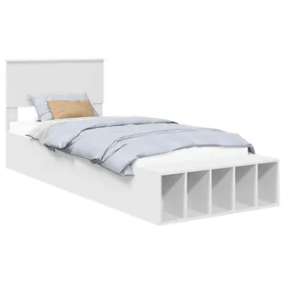 vidaXL Bettrahmen mit Regal Weiß 100 x 200 cm Holzwerkstoff - Weiß