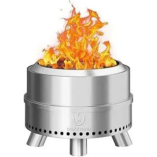 Rauchfreie Feuerstelle, 19 Zoll Tragbare Rauchfreie Feuerschale für den Außenbereich mit Schürhaken und Tragetasche, Feuerstelle aus Edelstahl, Einfache Einrichtung und Lagerung, Silber