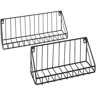 Ambia Home Wandregalset , Schwarz , Metall , 2-teilig , erweiterbar, hängend, für den Außenbereich geeignet , Wohnzimmer, Regale, Wandregale