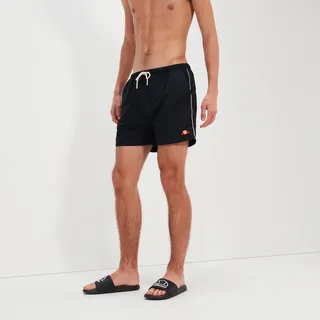 Badehose ELLESSE "DEM SLACKERS SWIM SHORT", Herren, Gr. S, N-Gr, schwarz-weiß (schwarz, off wh), Microfaser, Polyester, unifarben mit Farbeinsatz, Badehosen Badehose, mit Logostickerei, aus Polyester in Microfaser-Qualität