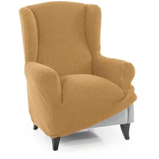 FAVERTI® Super elastischer Sesselbezug für Ohrensessel, 1-Sitzer, 70 bis 100 cm, Modell Novele, gelb, Qualitätsschutz aus Jacquardgewebe, Baumwoll-Touch-Oberfläche, Ohrensesselschutz