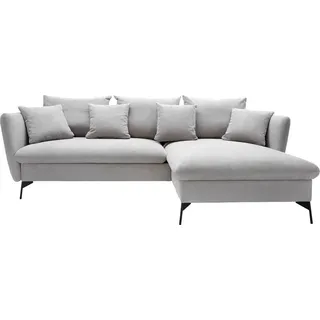 OTTO home Ecksofa »LIVORNO,258 cm, L-Form,« Schlaffunktion u. Bettkasten (139/224cm), Samt, Struktur, Webstoff, grau