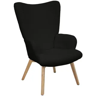 Svita Ohrensessel Olav , Schwarz , Textil , 64x96x70 cm , Wohnzimmer, Sessel, Ohrensessel