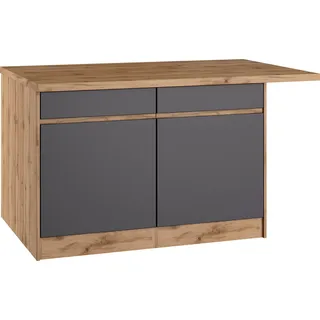 KOCHSTATION Kücheninsel »KS-Riesa«, Breite 153 cm, Tiefe 100 cm, MDF-Fronten, grau