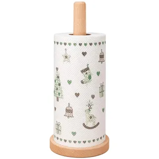 2-teiliges Küchenrollenhalter Set,Bambus Stehender Holz Holder | Küchenpapierhalter Haushaltsrollenhalter aus 1 Rolle Küchenpapier mit rutschfestem Sockel, für Küche Bad Esstisch