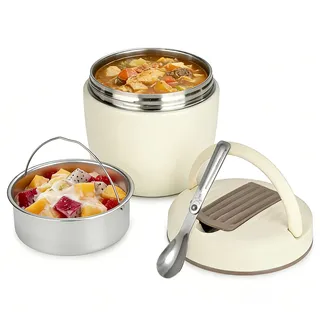 cozary Thermobehälter für Essen 1200ml, Edelstahl 304 mit Löffel, Absolut Dicht, Hält 7 Stunden Heiß Oder Kalt,Warmhaltebehälter, BPA-Frei,Lunchbox Thermo Kinder Erwachsene
