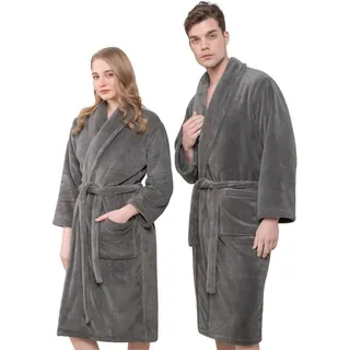 hammetex Bademantel »Bademantel unisex, ultraweicher & flauschiger Fleecemantel« Packung, ideal für Sauna & Spa, Hotelbademantel, Morgenmantel, grau