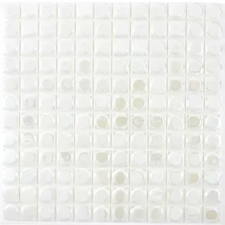 Mosaik Fliese ECO Recycling GLAS weiß metallic 3DR 350-12 10 Mosaikplatten