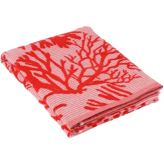Baroni Home Strandtuch und Pareo mit bunten Quasten, 80% Baumwolle, 20% Polyester, vielseitiges Hammam-Tuch für Strand, Yoga und Pool, super saugfähig, Rotes Jacquard-Muster 160x90 cm