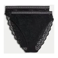 Womens B by Boutique 2er-Pack hoch geschnittene Slips mit hoch ausgeschnittenem Bein - Black, Black, XL