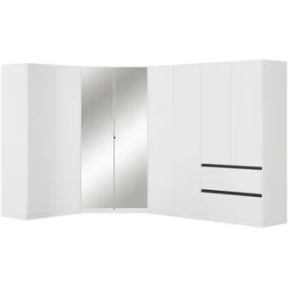 Rauch Möbel Eckkleiderschrank , Weiß , Holzwerkstoff , 8 Fächer , 2 Schublade(n) Schubladen , 208x197x298 cm , Blauer Engel, Goldenes M, BQ - Bündnis für Qualität, Made in Germany , Schrankfront mit Spiegel , Schlafzimmer, Kleiderschränke, Eckschränke