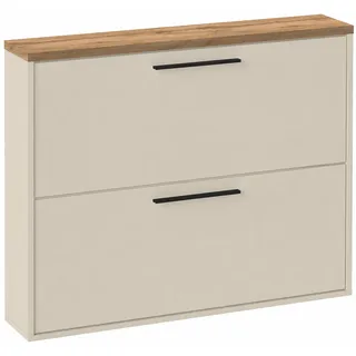 Schildmeyer Saga 99,5 x 19,5 x 82 cm 2 Klappen cremebeige/Eiche Landhaus Dekor / cremebeige