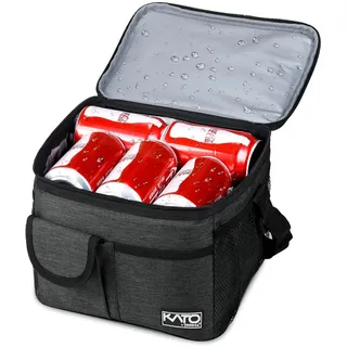 Kato Tirrinia Kühltasche Klein, 8L, Isolierte Lunchtasche für Arbeit, Studenten, Faltbar Auto Kühlbox, Tragbare Brotdose für Herren und Damen, Picknicktasche für Reise, Strand, Camping, Schwarz