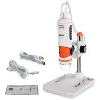 Celestron 44316 MicroDirect 1080P HDMI digitales Hand-Mikroskop, 10- bis 220-fache Vergrößerung, Grau/weiß