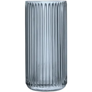 Navaris Glasvase geriffelt groß 25cm Höhe Ø 11,5cm - Blumenvase Glas minimalistisch Skandinavischer Stil - Vase Glas für Blumenarrangements Deko Wohnzimmer - grau