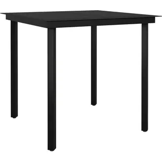 vidaXL Garten-Esstisch Schwarz 80x80x74 cm Stahl und Glas - Schwarz