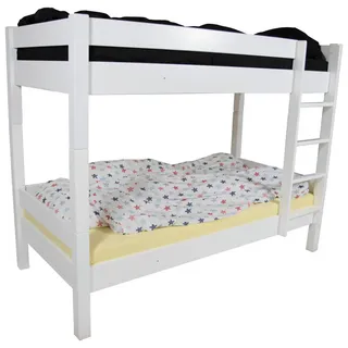 Linea Natura Etagenbett , Weiß , Holz , Buche , massiv , seitenverkehrt montierbar , 90x200 cm , Baby & Kindermöbel, Kinder- & Jugendzimmer, Stockbetten