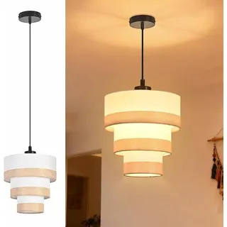 ZMH Pendelleuchte 1 Flammig Hängeleuchte Esstisch Hängelampe Retro Stoff Esstischlampe E27 Pendellampe Rustikal Esszimmerlampe(ohne Leuchtmittel