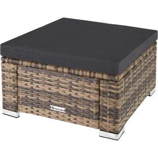 tectake Rattan-Sitzhocker Bitonto,53 x 53 x 26 cm, natur , Naturfarben , Kunststoff , 53x26x53 cm , Gartenmöbel, Gartensessel, Gartenhocker