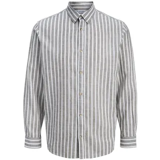 JACK & JONES Esummer Linen Blend Langarmhemd - vetiver / Stripes - L,
