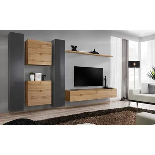 Braun Wohnwand Designer Sideboard Modern TV-Ständer Wohnzimmer Wandregal - Braun