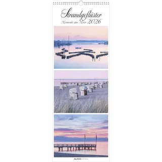 Neumann Strandgeflüster - Momente am Meer 2026 - Streifenkalender XXL 25x69 cm - Bildkalender im Hochformat - Wandkalender - Wandplaner - Strandkalender - Deutsche Küsten
