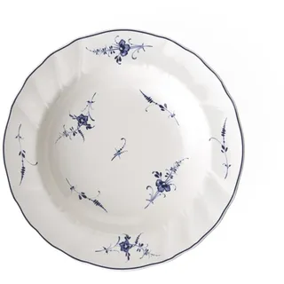 Villeroy & Boch Vieux Luxembourg Suppenteller, 23 cm, Premium Porzellan, Weiß/Blau, 10-2341-2700