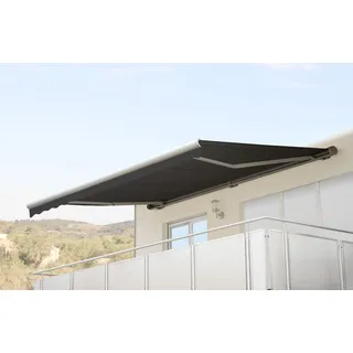 Elektrische Kassetten-Markise T122, Vollkassette Volant 4x3m Polyester Anthrazit - Grau