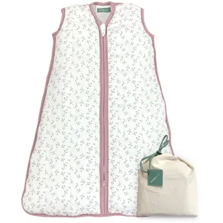 molis&co - Baby Schlafsack 2.5 TOG - Ganzjahres Schlafsack - Babyschlafsack Neugeborene - Premium-Musselin, ärmellos Winterschlafsack wattiert - Premium Qualität - Floral Pink (85 cm)