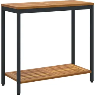 vidaXL Tisch für Outdoor Natürlich und Schwarz 80 x 35 x 75 cm - Braun