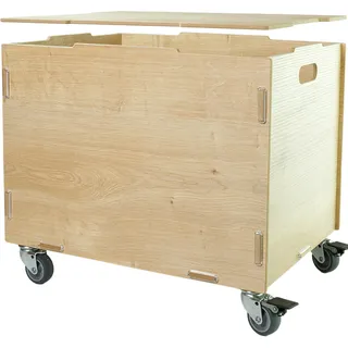 clipfritz - Aufbewahrungskiste mit Rollen und Deckel MDF Holz (33x45,5x34,5cm + 6cm Rädern-Höhe) Rollbox zur Aufbewahrung - Kinderzimmer Kiste für Spielzeug und Bücher - Spielzeugkiste als Rollkasten