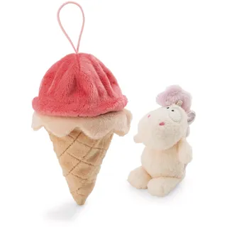 Kuscheltier Einhorn Creamy Pink 10cm in EIS mit Loop - bunt - Weiches NICI Plüschtier – niedliches Stofftier zum Kuscheln & Spielen – tolle Geschenkidee für Kinder & Erwachsene | 61914
