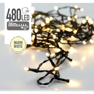 ECD Germany LED Lichterkette für Weihnachten mit 480 LEDs 36m, Warmweiß, für den Innen- und Außenbereich IP44 Weihnachtsbeleuchtung für Weihnachtsbaum - Grün