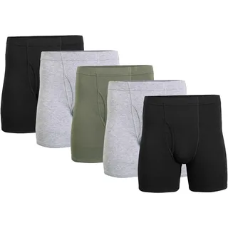 Gildan Herren Unterwäsche mit Verdecktem Bund, Boxershorts, Multipack Retroshorts, Schwarz/Sport Grey Heather/Military Green (5er-Pack), X-Large