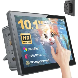 Golday 10,1 Zoll tragbarer Touchscreen (1920 x 1200) für Ras Pi (PI5/PI4/PI3B+/PI3/PI2/ZERO), IPS-Monitor mit Dual-Lautsprecher-HDMI-Schnittstelle, unterstützt Windows/Noobs/Kali-Linux (10.1)