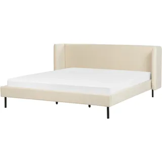 Beliani Polsterbett 180/200cm Helles Beige Arette - Textil , 180x200 cm , Schlafzimmer, Betten, Polsterbetten