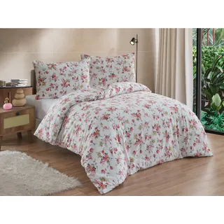 Französische Flanell-Bettwäsche 200x200, 70x90 Rosario rot - Rot, Weiß, Rosa, Gelb