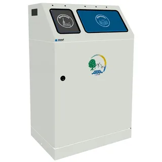 Stumpf Abfalltrennung Duplex 2-fach Sammler lichtgrau Innenbehälter 1x 30l + 1x 60l - 635-075-0-2-400 - Grau, Blau